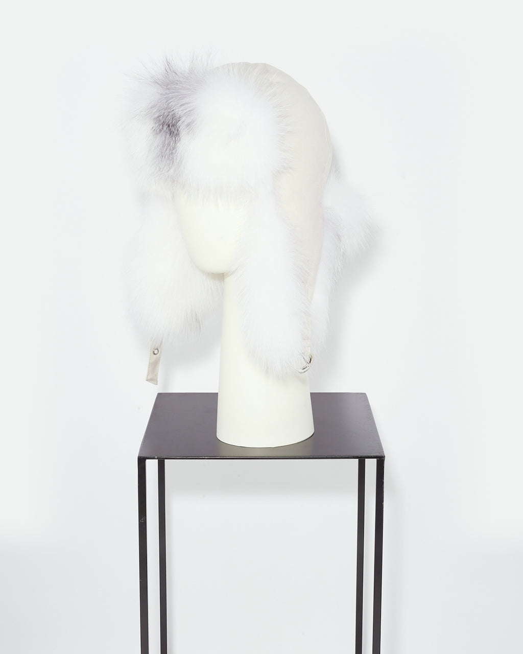 Flannel ushanka with fox fur - white - Yves Salomon – Yves Salomon UK