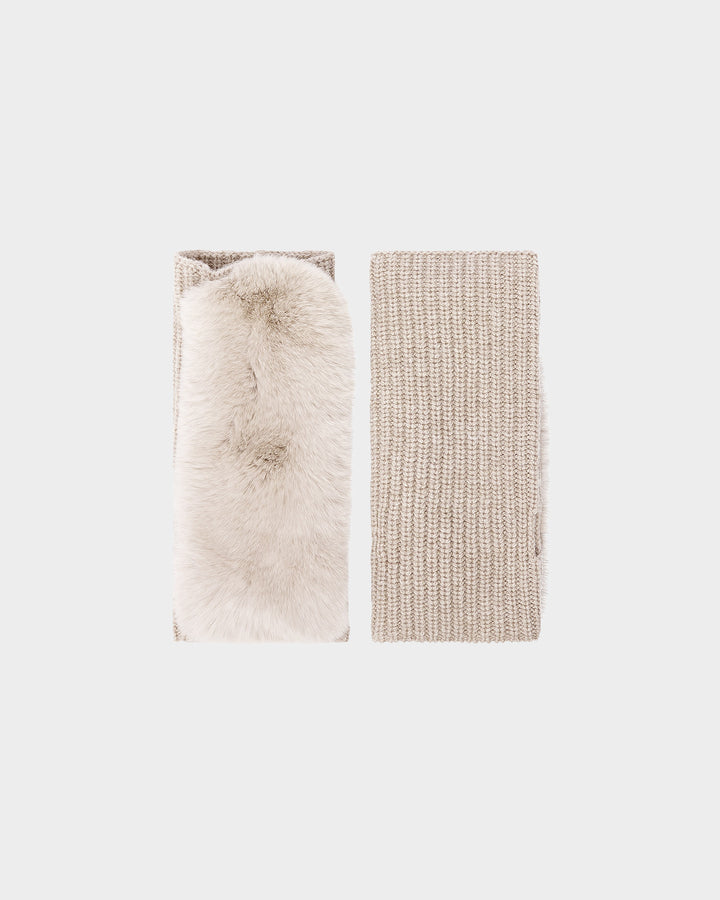 Cashmere wool knit and rex rabbit fingerless gloves -Yves Salomon