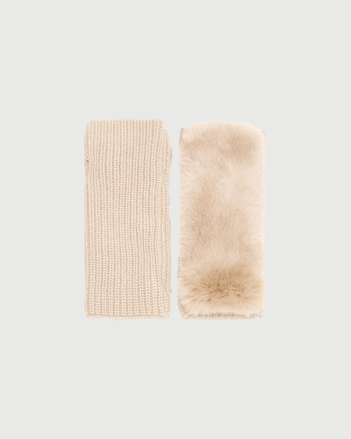 Cashmere wool knit and rex rabbit fur fingerless gloves - Yves Salomon - New Fall Winter Collection