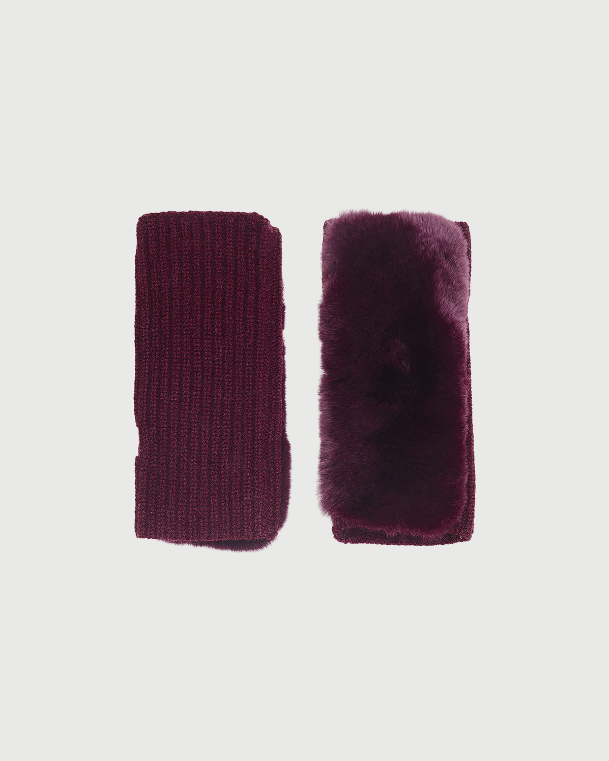 Cashmere wool knit and rex rabbit fur fingerless gloves - Yves Salomon - New Fall Winter Collection