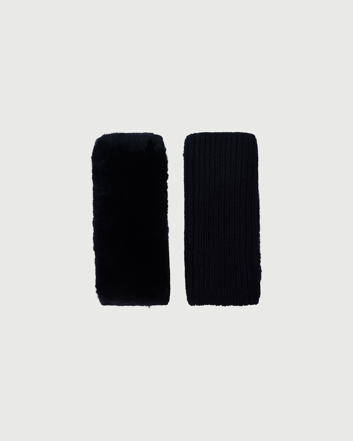 Cashmere wool knit and rex rabbit fur fingerless gloves - Yves Salomon - New Fall Winter Collection