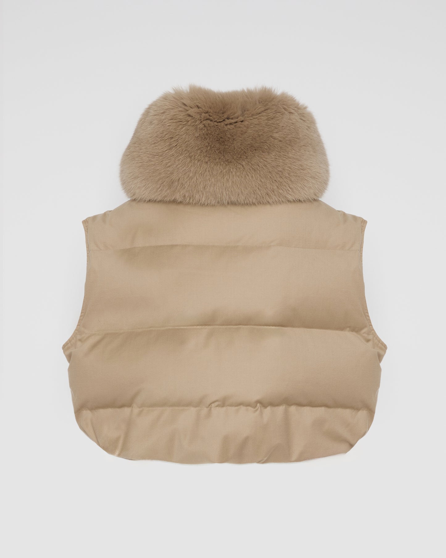 Flannel gilet with fox fur collar