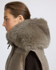 Flannel gilet with fox fur collar