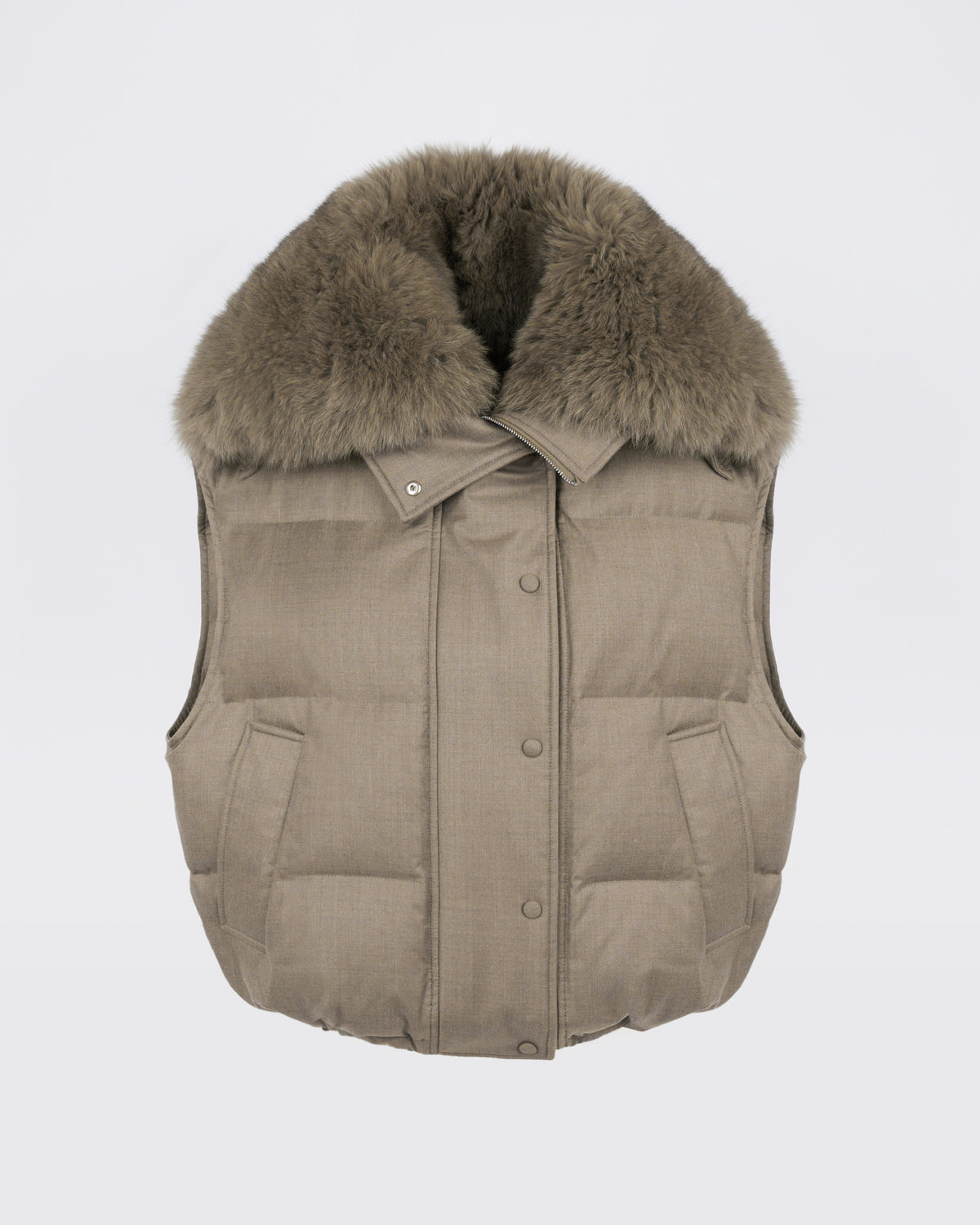 Flannel gilet with fox fur collar - Yves Salomon - New Fall/Winter Collection