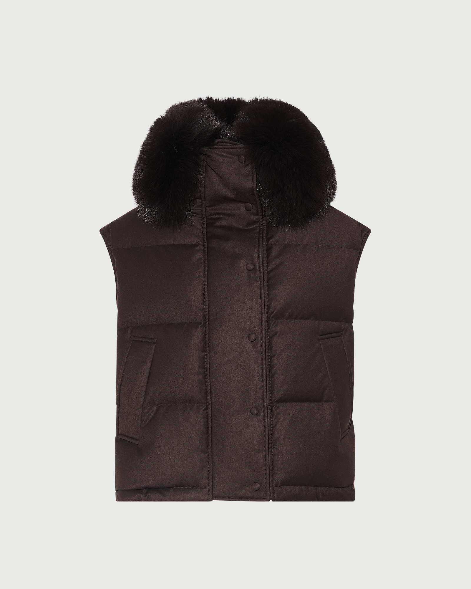 Flannel gilet with fox fur collar - Yves Salomon - New Fall Winter Collection