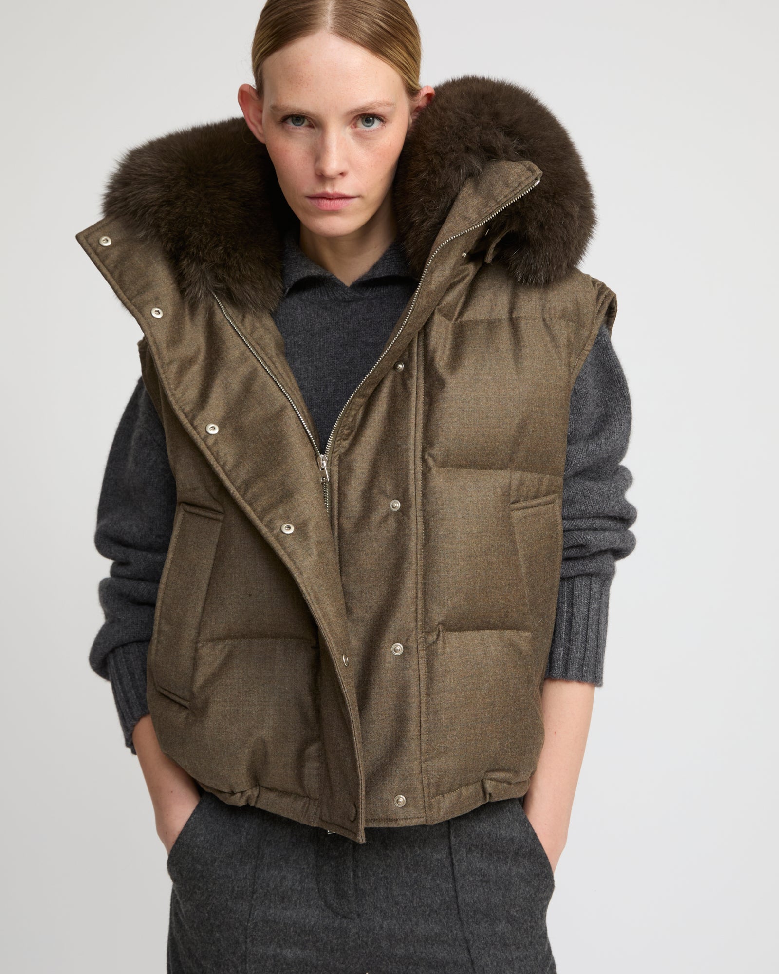 ベスト+ジレ yves salomon vest 36 Sleeveless mink fur gilet - Grey - Yves Salomon