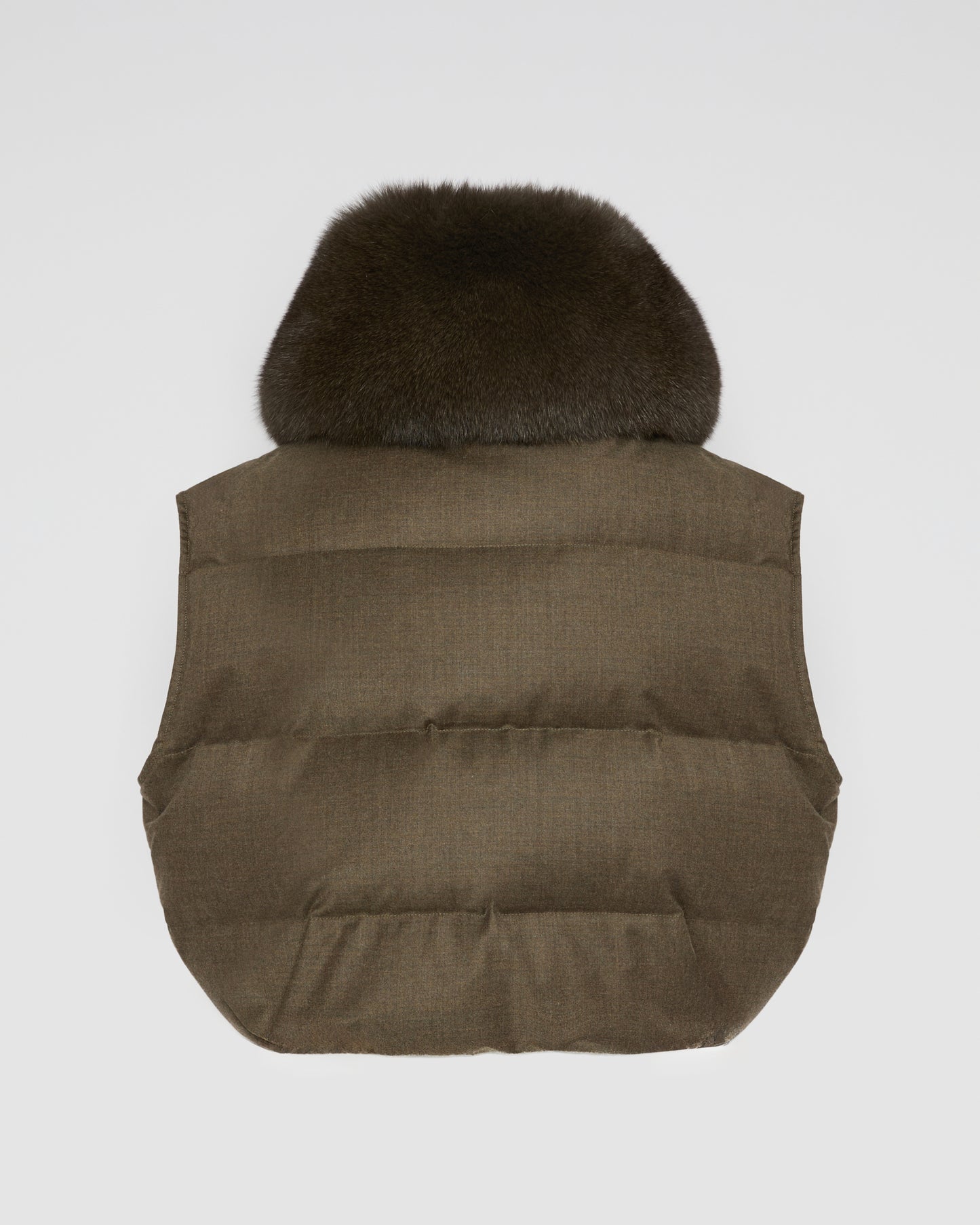 Flannel gilet with fox fur collar