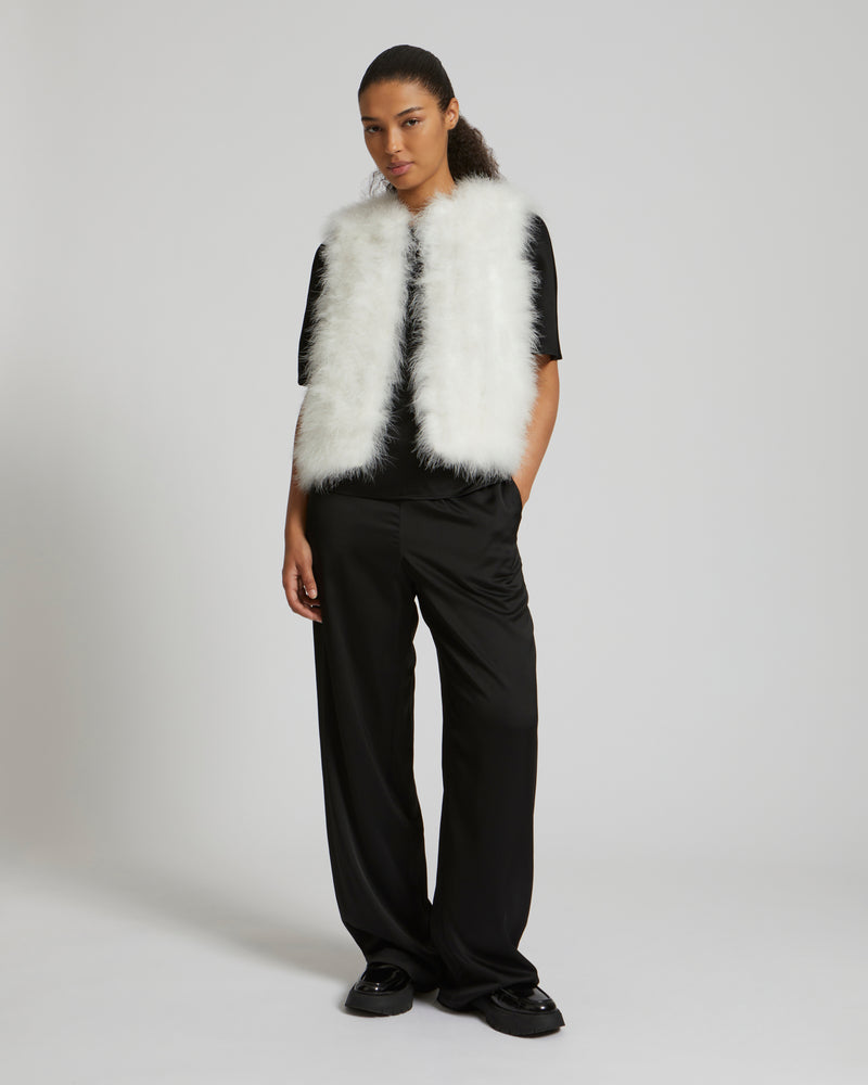 Cropped feather gilet - white - Yves Salomon