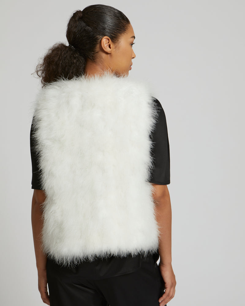 Cropped feather gilet - white - Yves Salomon