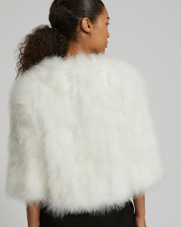 Cropped feather jacket - white - Yves Salomon