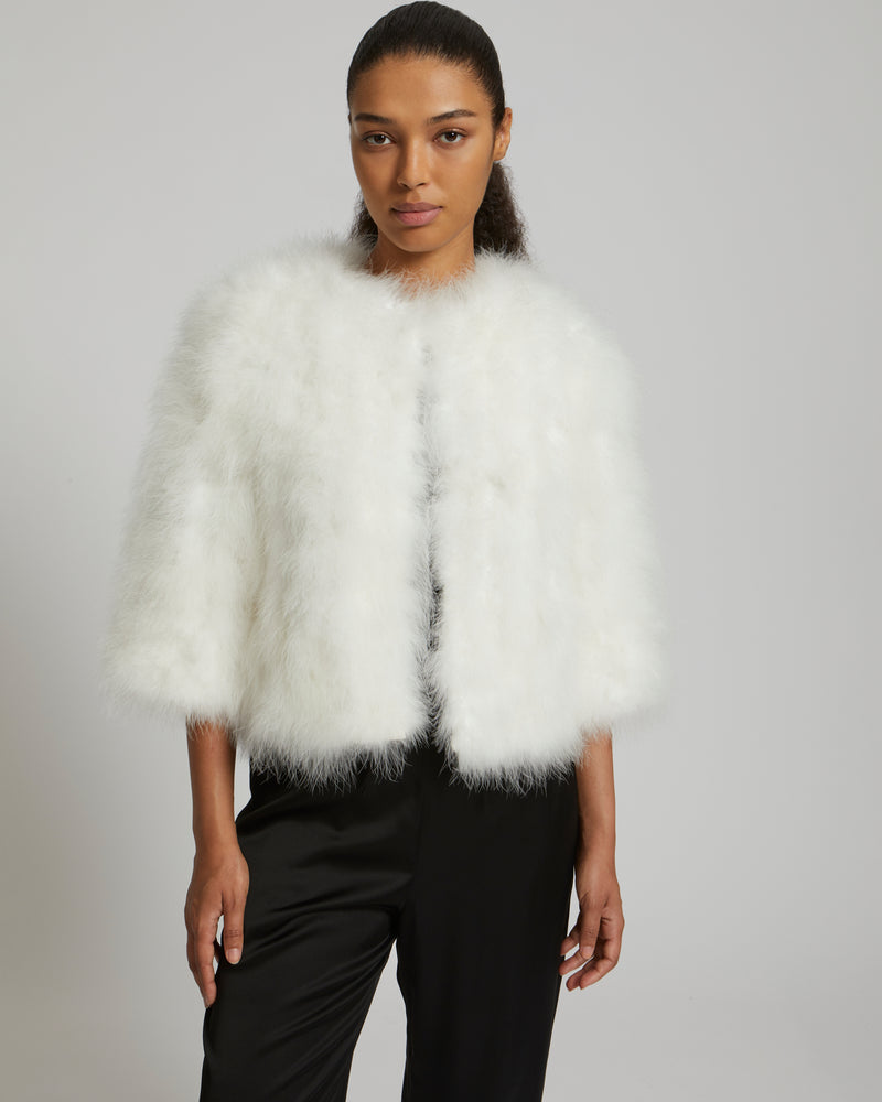 Cropped feather jacket - white - Yves Salomon