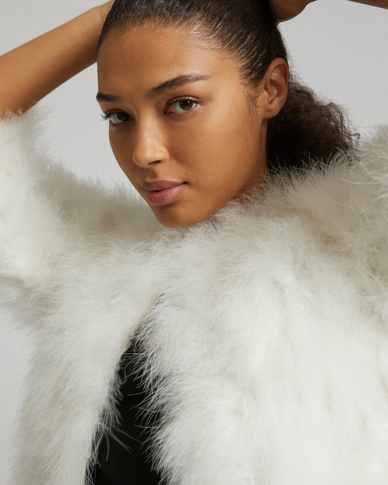 Cropped feather jacket - white - Yves Salomon