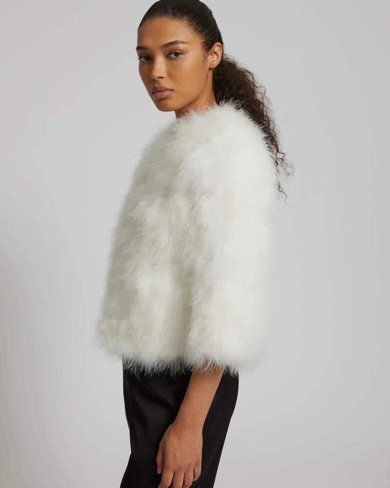 Cropped feather jacket - white - Yves Salomon