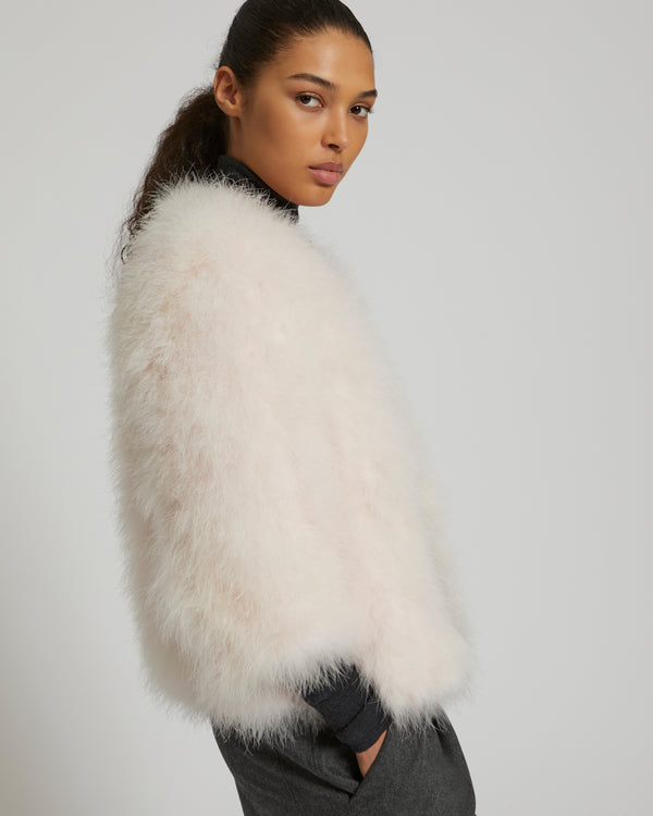 Cropped feather jacket - pink - Yves Salomon