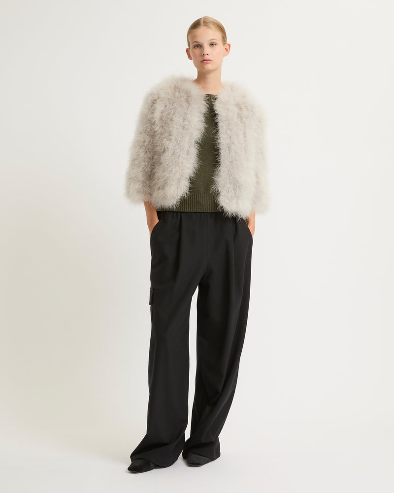 Cropped feather jacket-Yves Salomon-Winter sale & boxing day