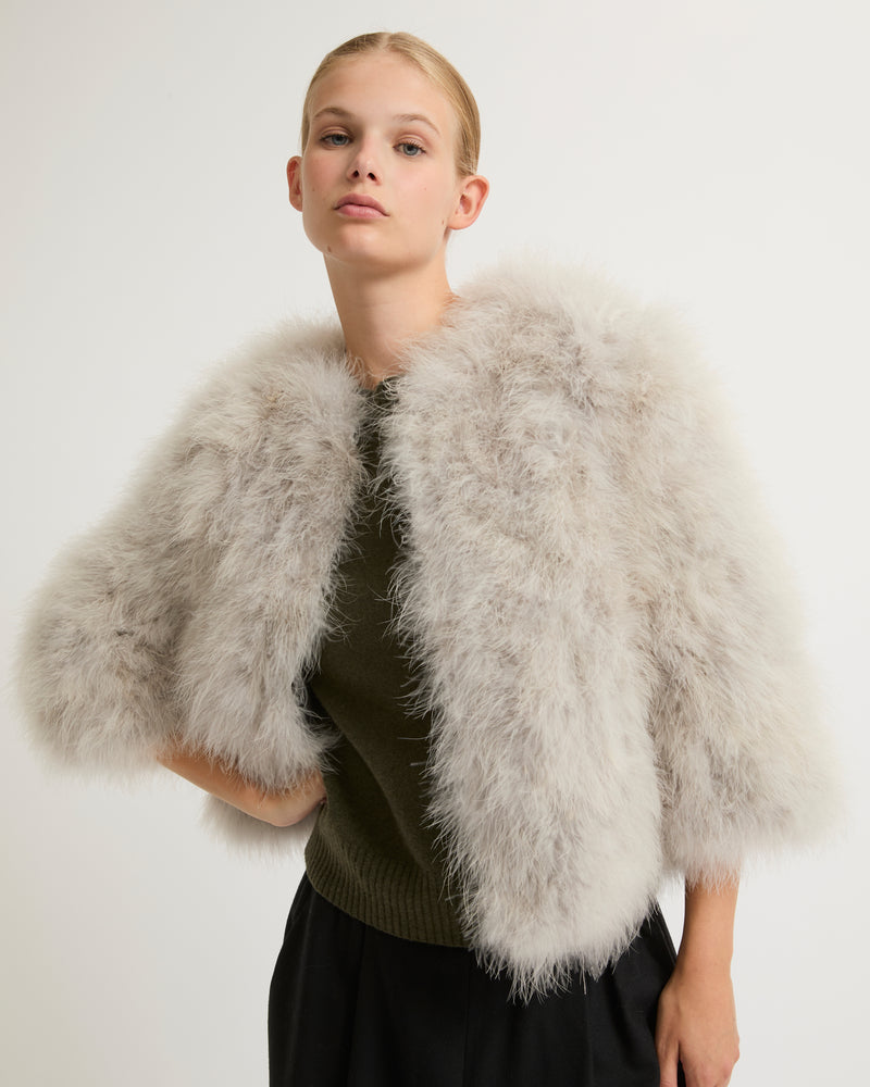 Cropped feather jacket-Yves Salomon-Winter sale & boxing day