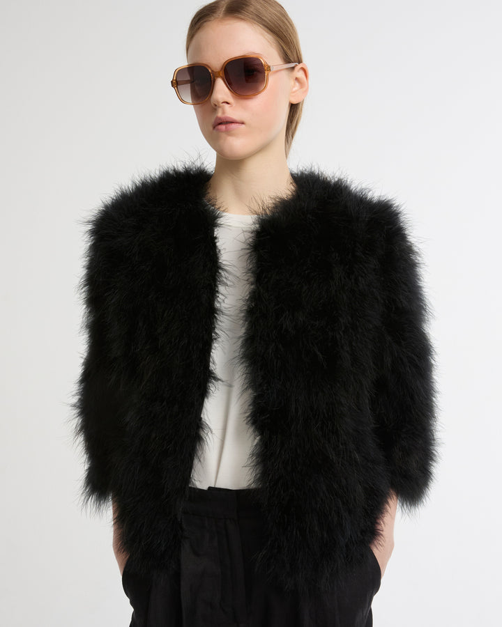 Short feather jacket -Yves Salomon - New spring summer collection