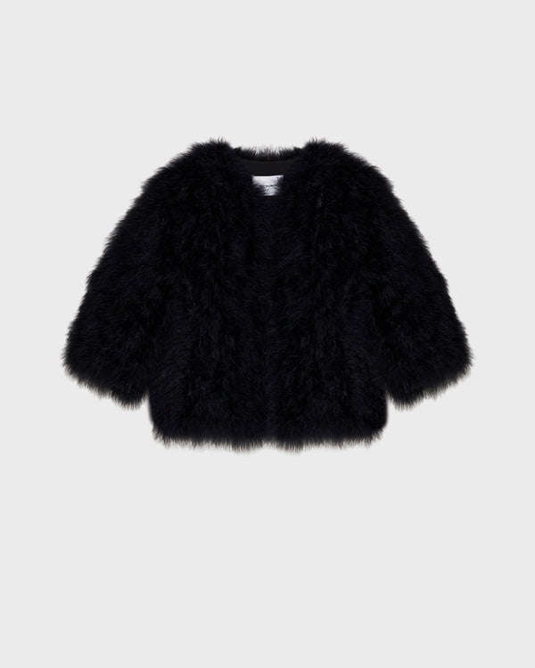 Cropped feather jacket - black - Yves Salomon