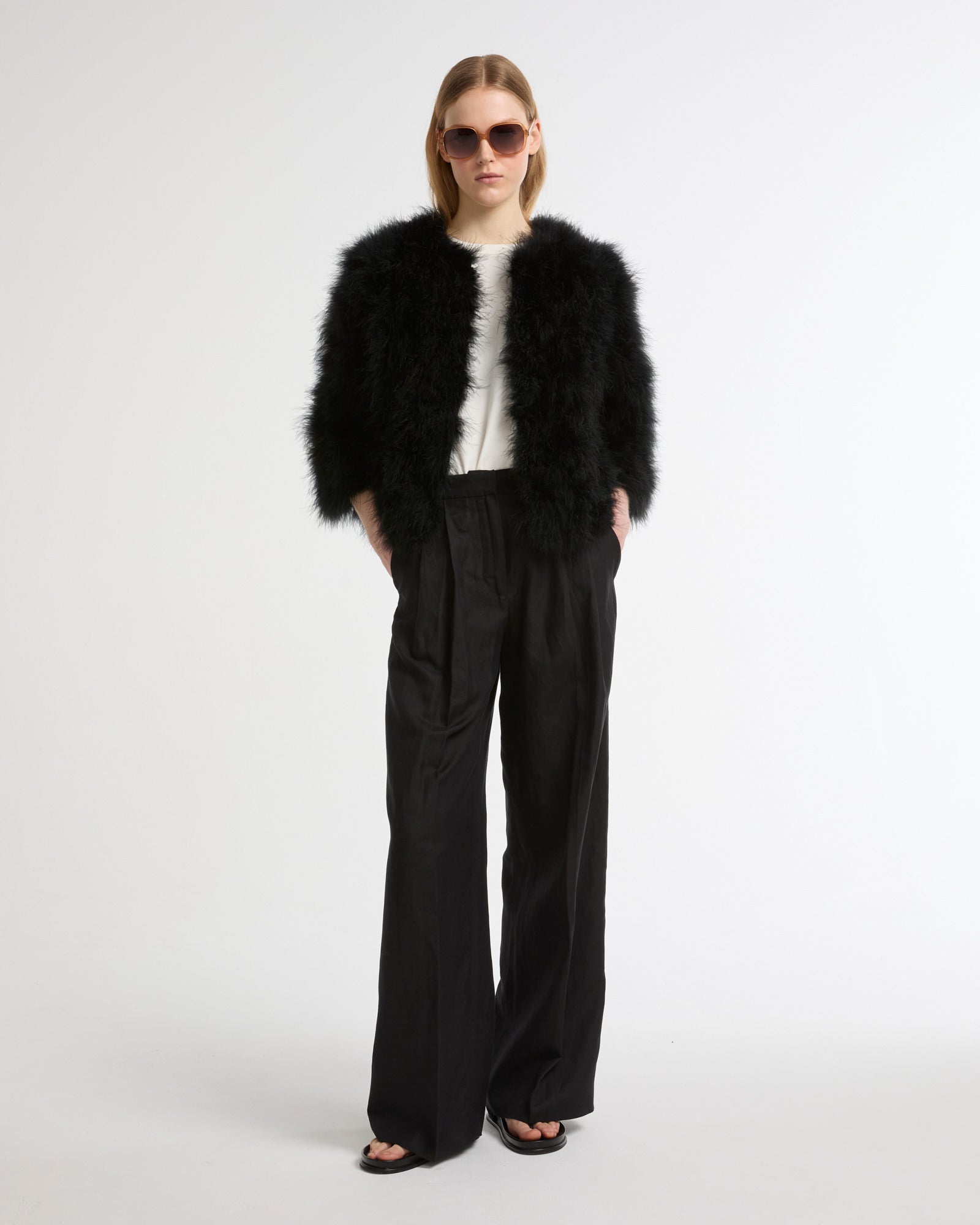 Short feather jacket -Yves Salomon - New spring summer collection