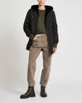 Reversible long parka in technical fabric and mink fur