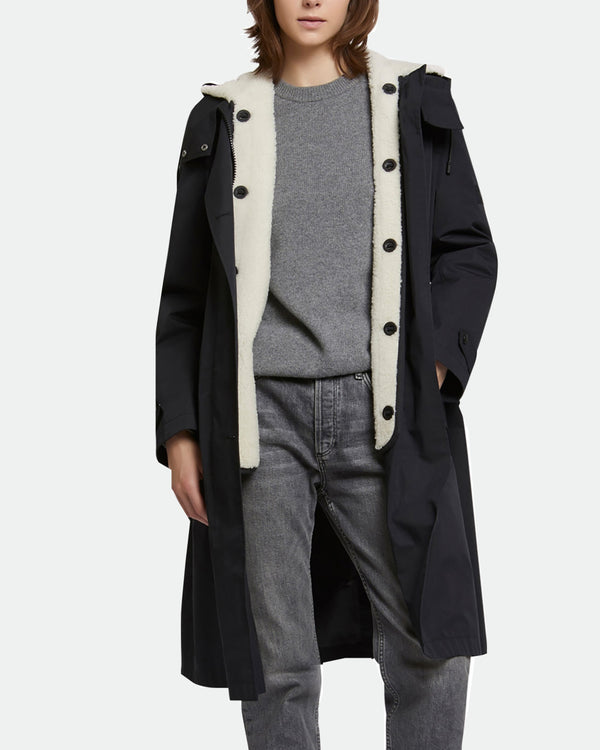 Waterproof cotton blend parka with shearling lining