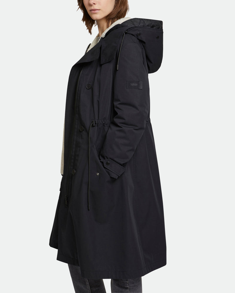 Waterproof cotton blend parka with shearling lining