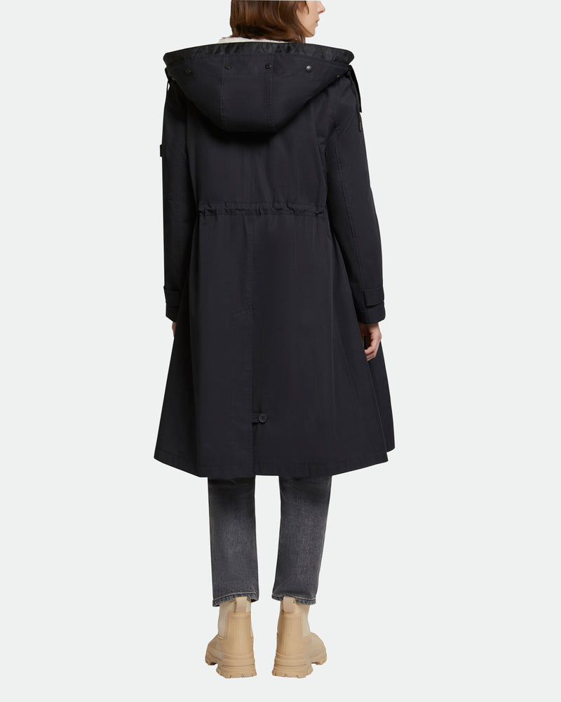 Waterproof cotton blend parka with shearling lining
