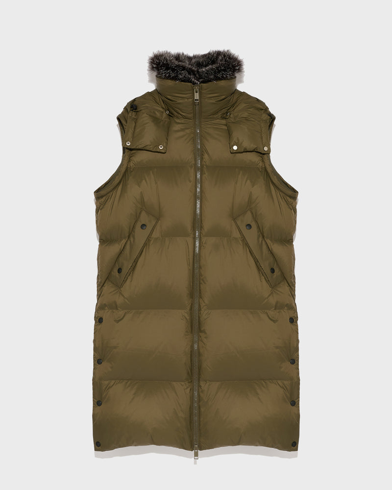 7/8 length down jacket with fox fur collar