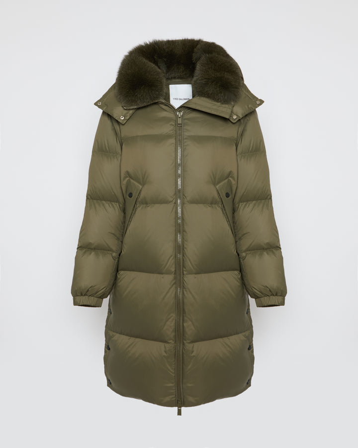 7/8 down jacket with fox fur collar