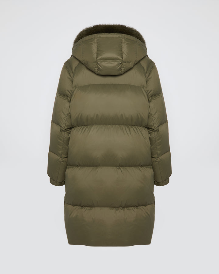 7/8 down jacket with fox fur collar