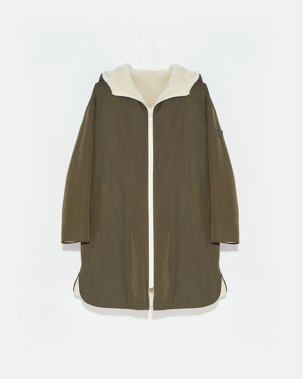 Reversible parka in water-repellent technical fabric and shearling-Yves Salomon-Winter sale & boxing day