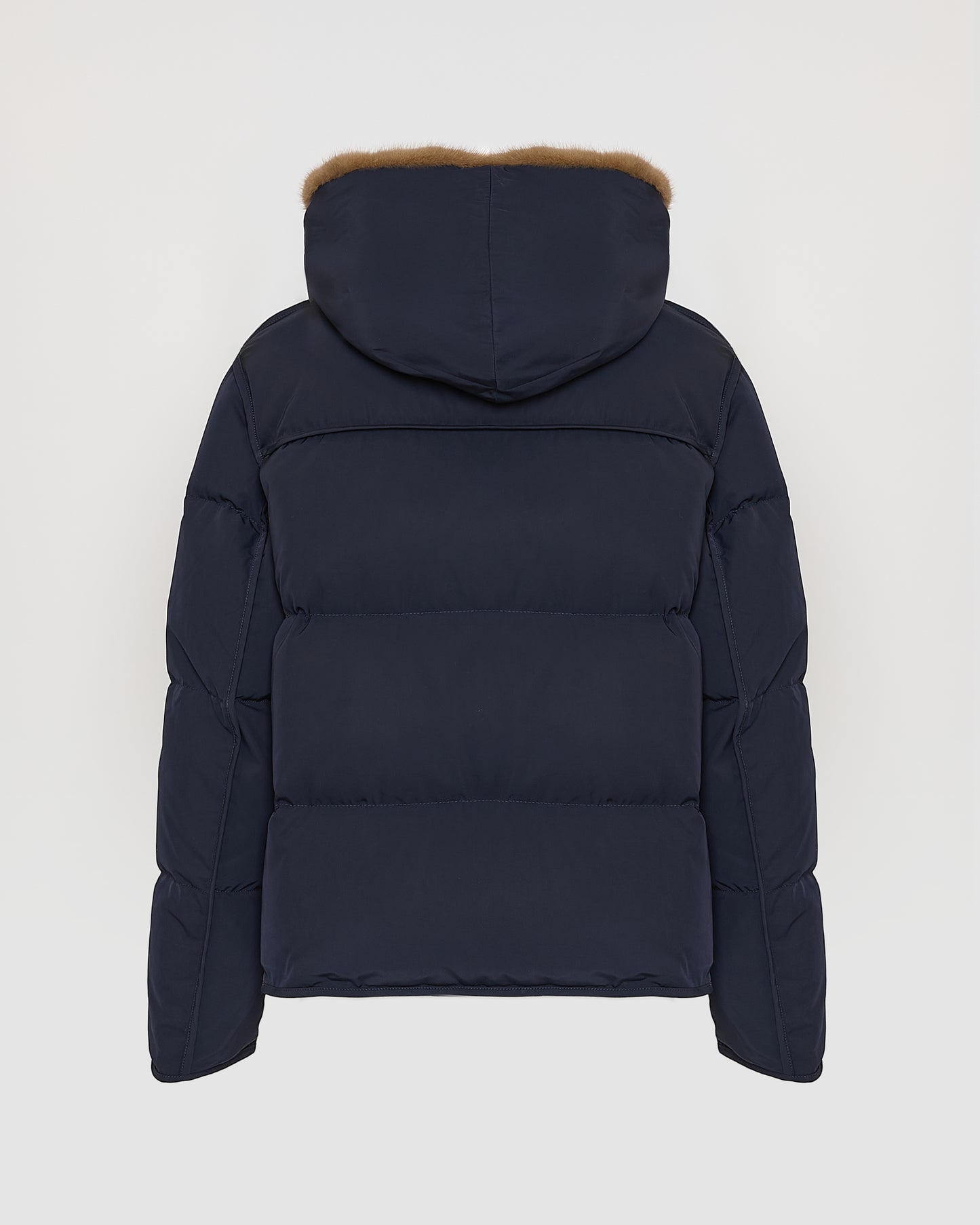 Iconic "A" line down jacke with mink fur hooded bib -Yves Salomon