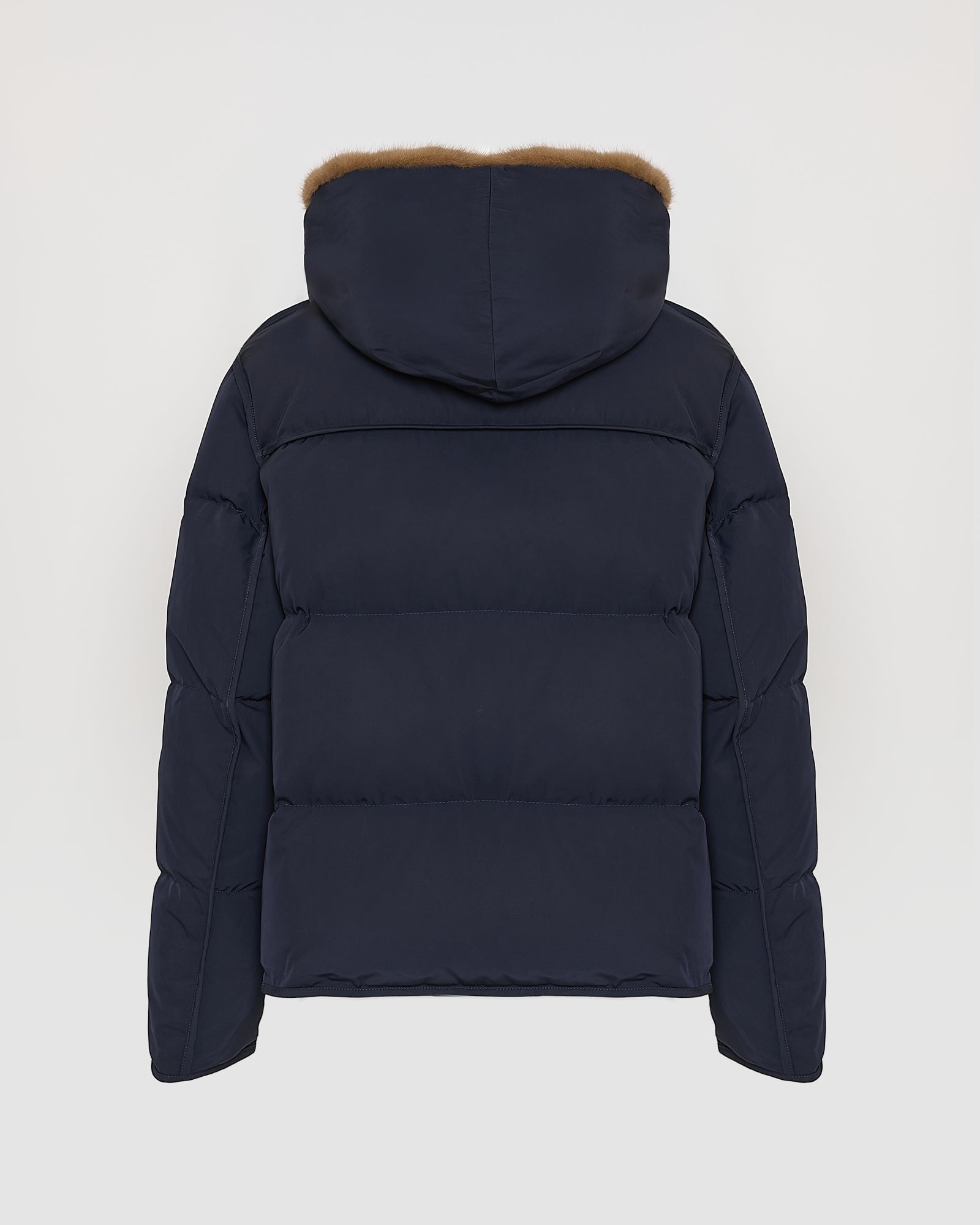 Iconic "A" line down jacke with mink fur hooded bib -Yves Salomon