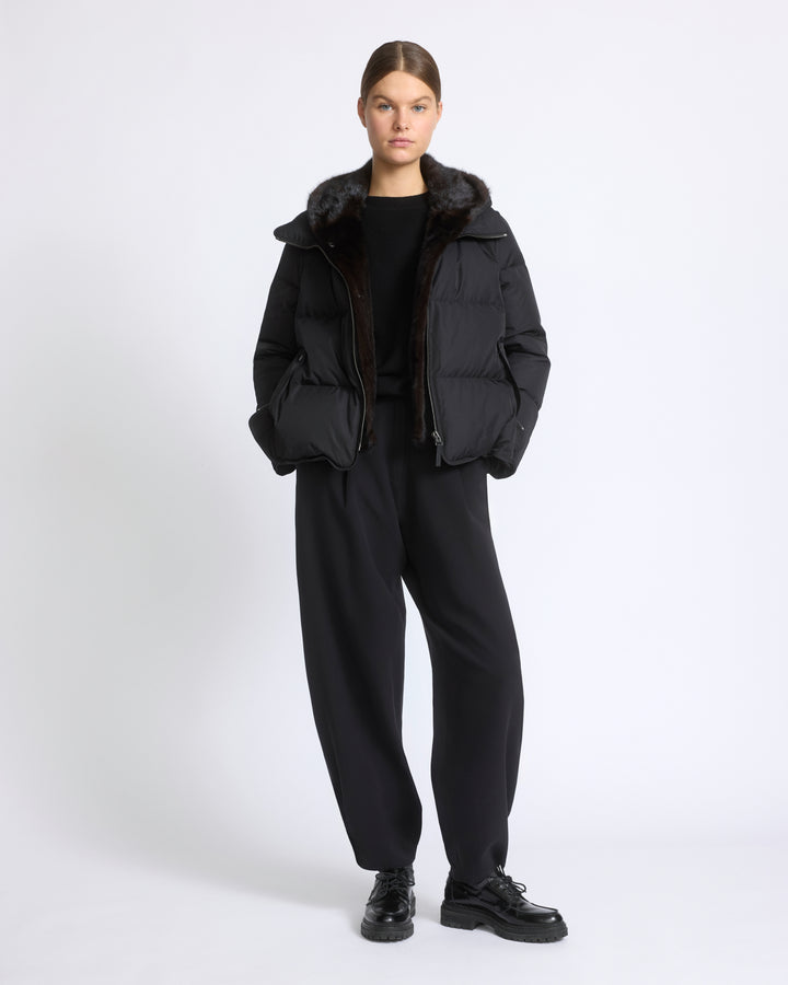 Iconic "A" line down jacket with mink fur hooded bib - Yves Salomon - New Fall/Winter Collection