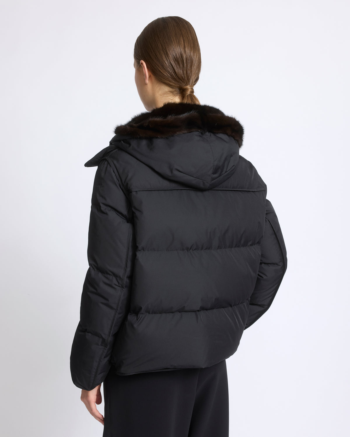 Iconic "A" line down jacket with mink fur hooded bib - Yves Salomon - New Fall/Winter Collection