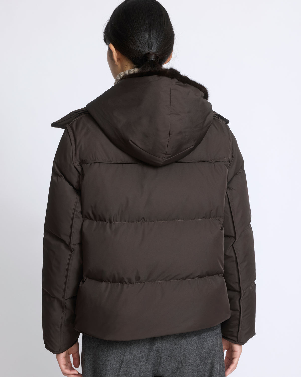 Iconic "A" line down jacket with mink fur hooded bib - Yves Salomon - New Fall/Winter Collection