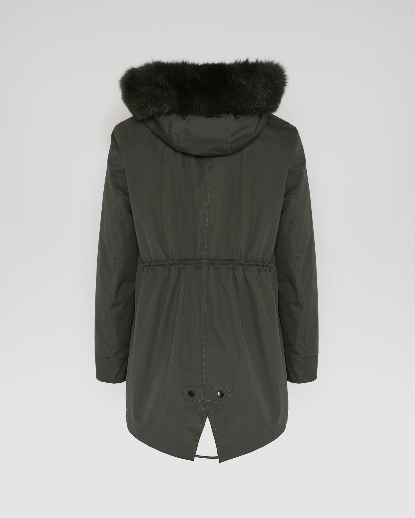 Short Iconic parka in waterproof cotton blend with fox and rabbit fur