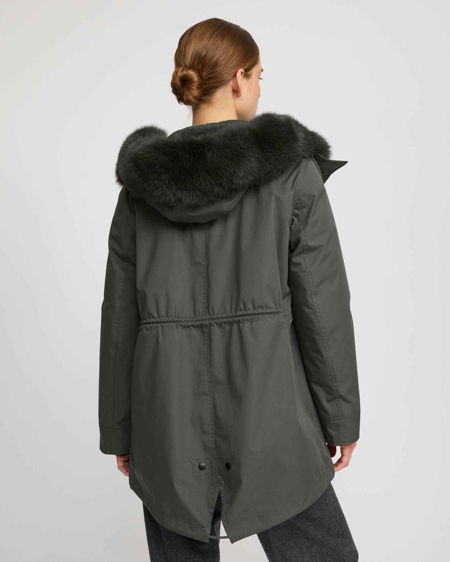 Short Iconic parka in waterproof cotton blend with fox and rabbit fur