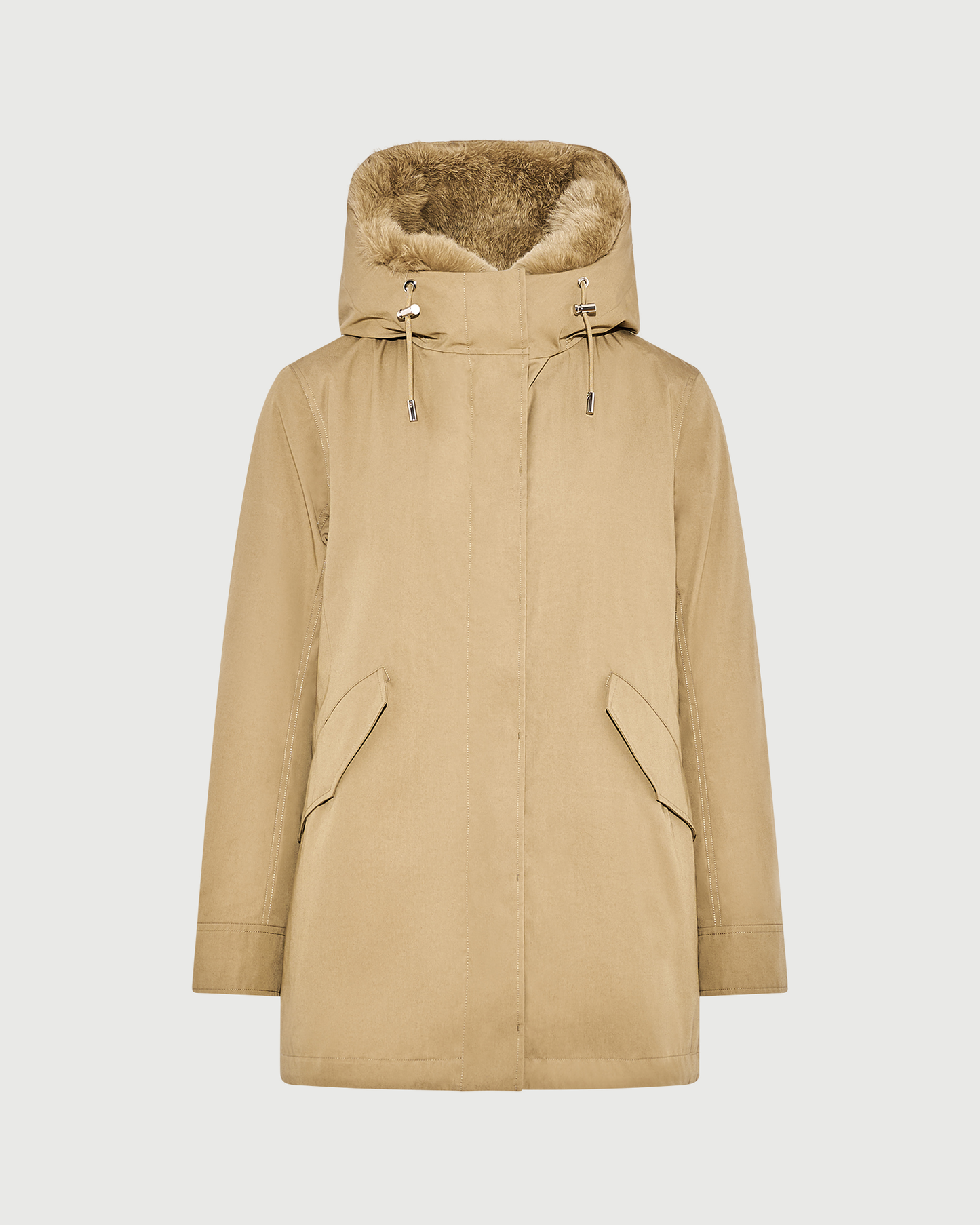 Short Iconic parka in waterproof cotton blend with fox and rabbit fur - Yves Salomon - New Fall Winter Collection