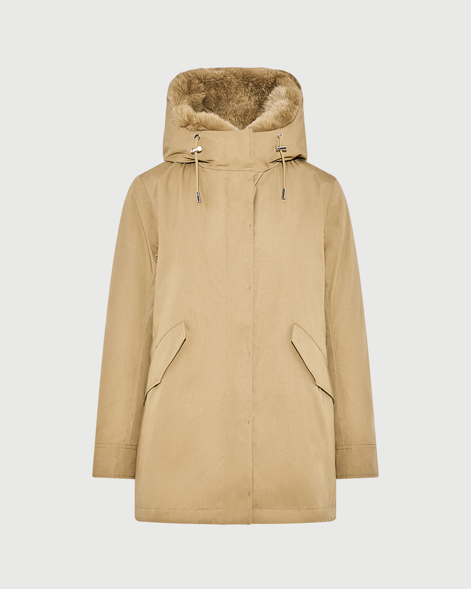 Short Iconic parka in waterproof cotton blend with fox and rabbit fur - Yves Salomon - New Fall Winter Collection