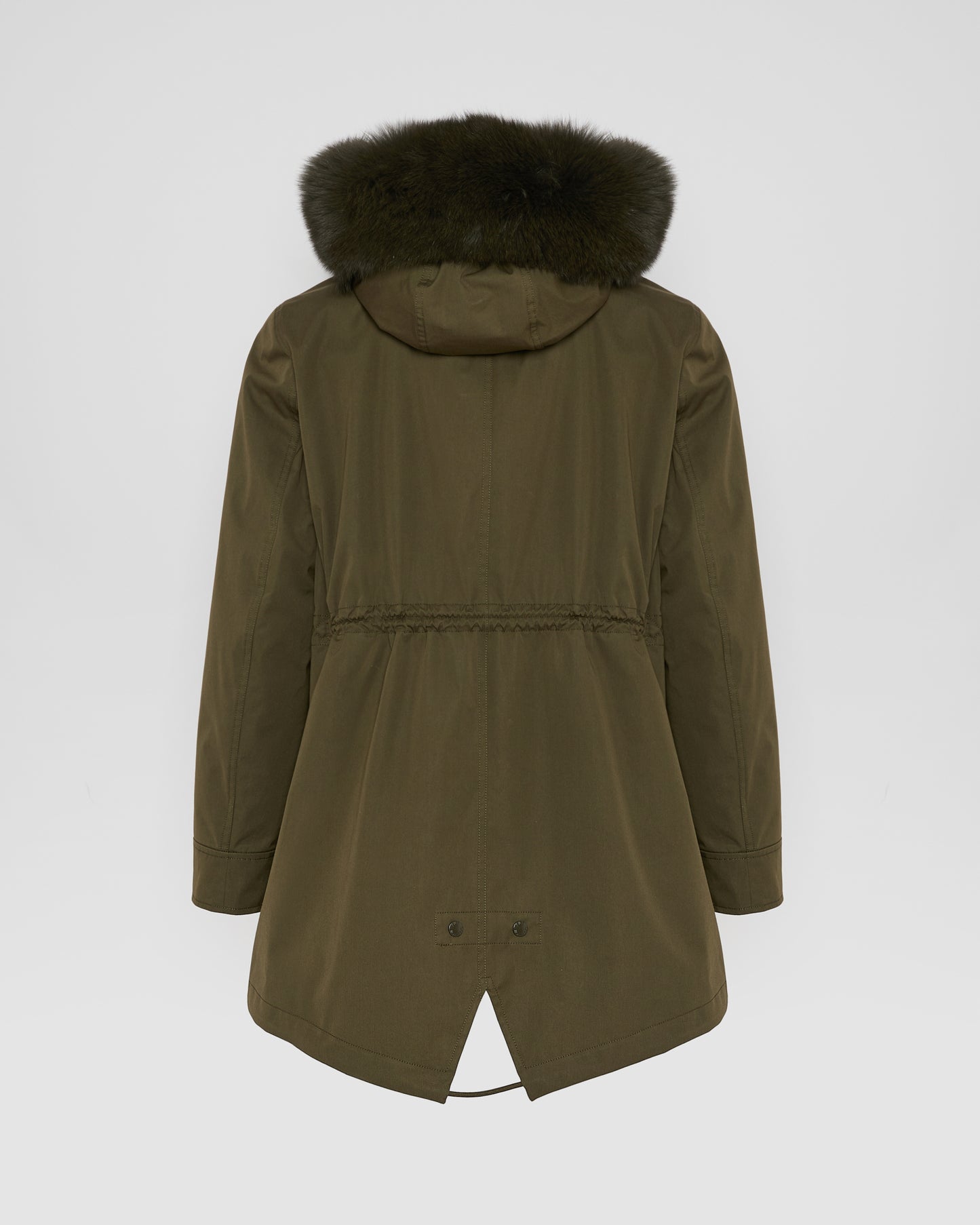 Short Iconic parka in waterproof cotton blend with fox and rabbit fur