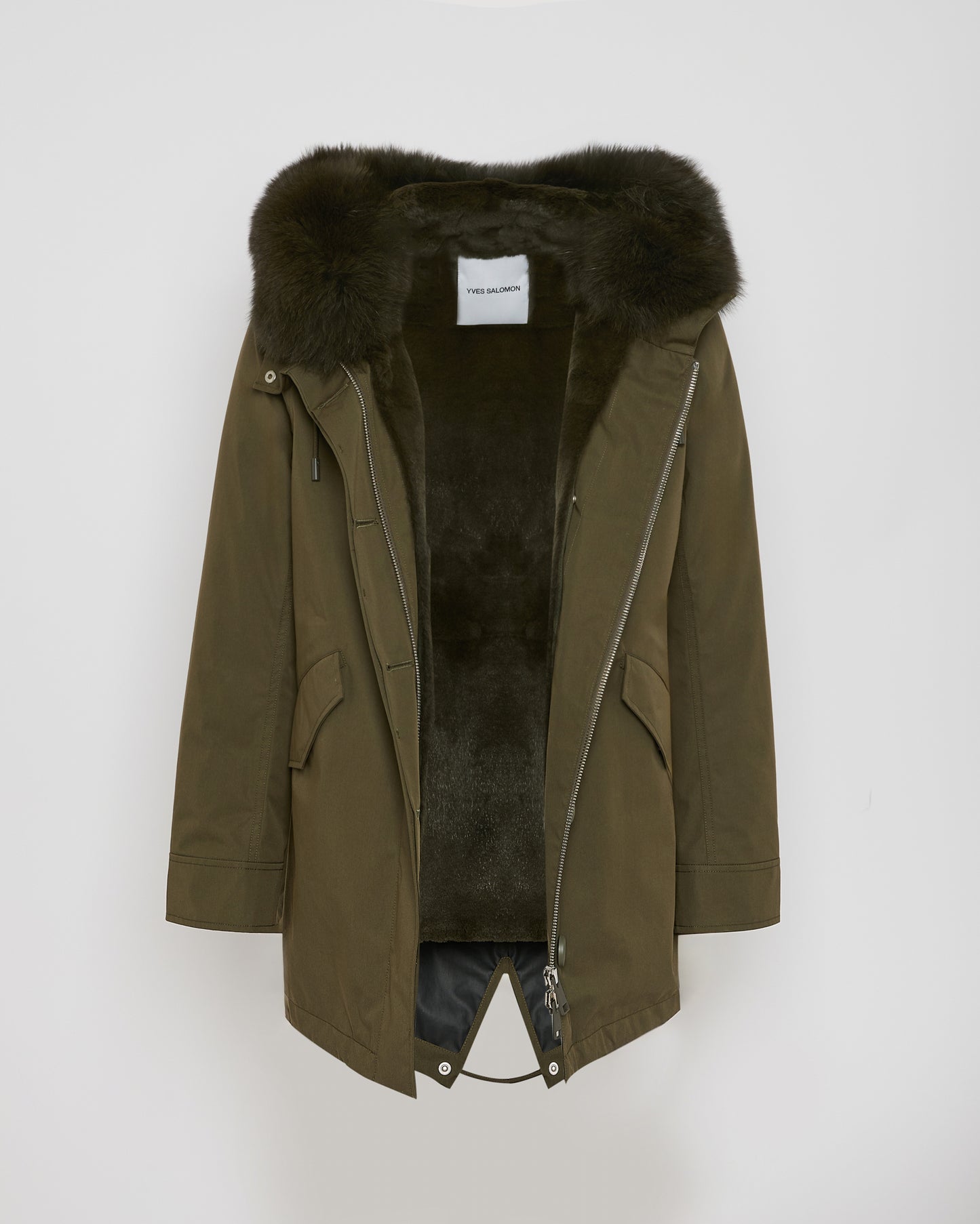 Short Iconic parka in waterproof cotton blend with fox and rabbit fur