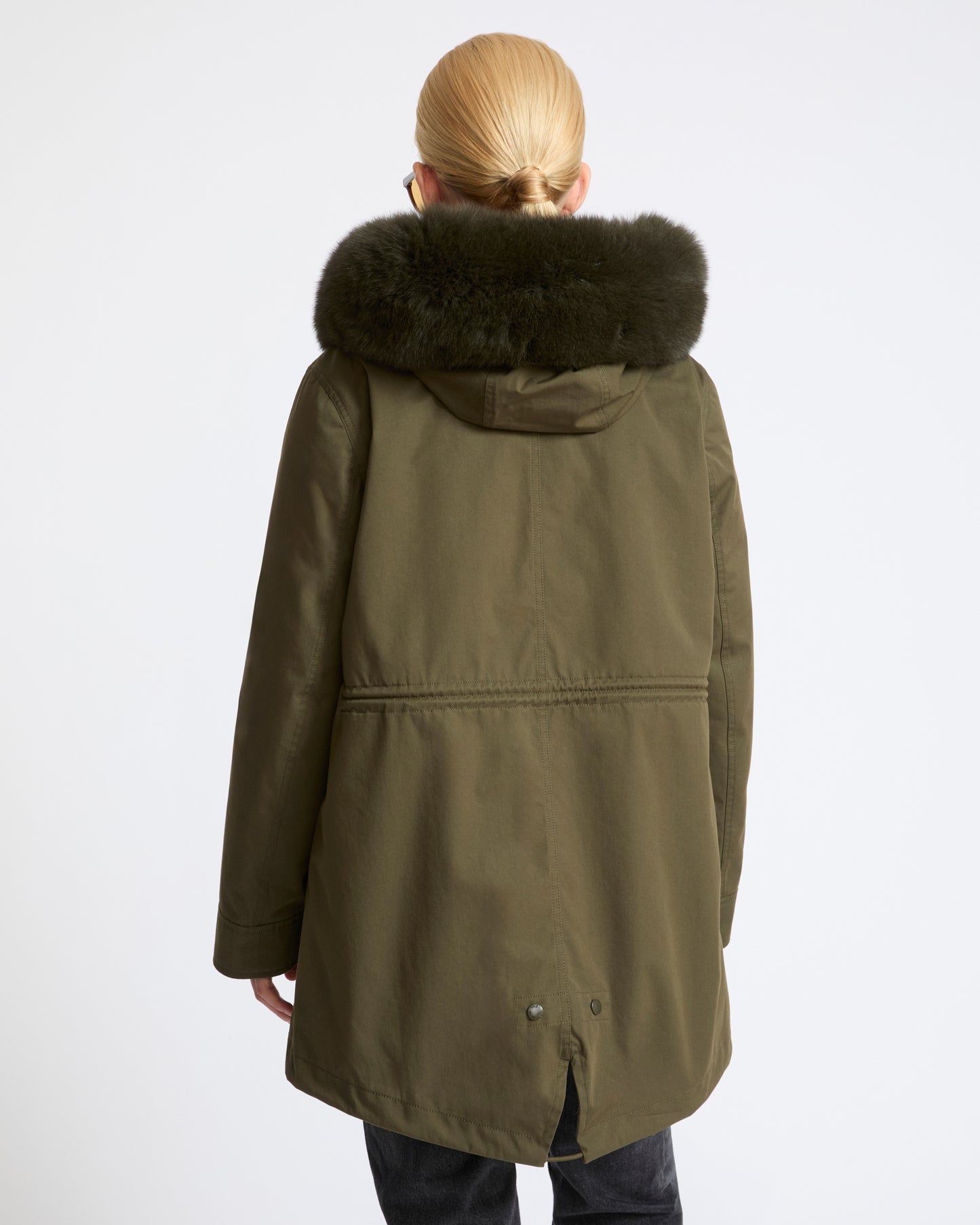 Short Iconic parka in waterproof cotton blend with fox and rabbit fur