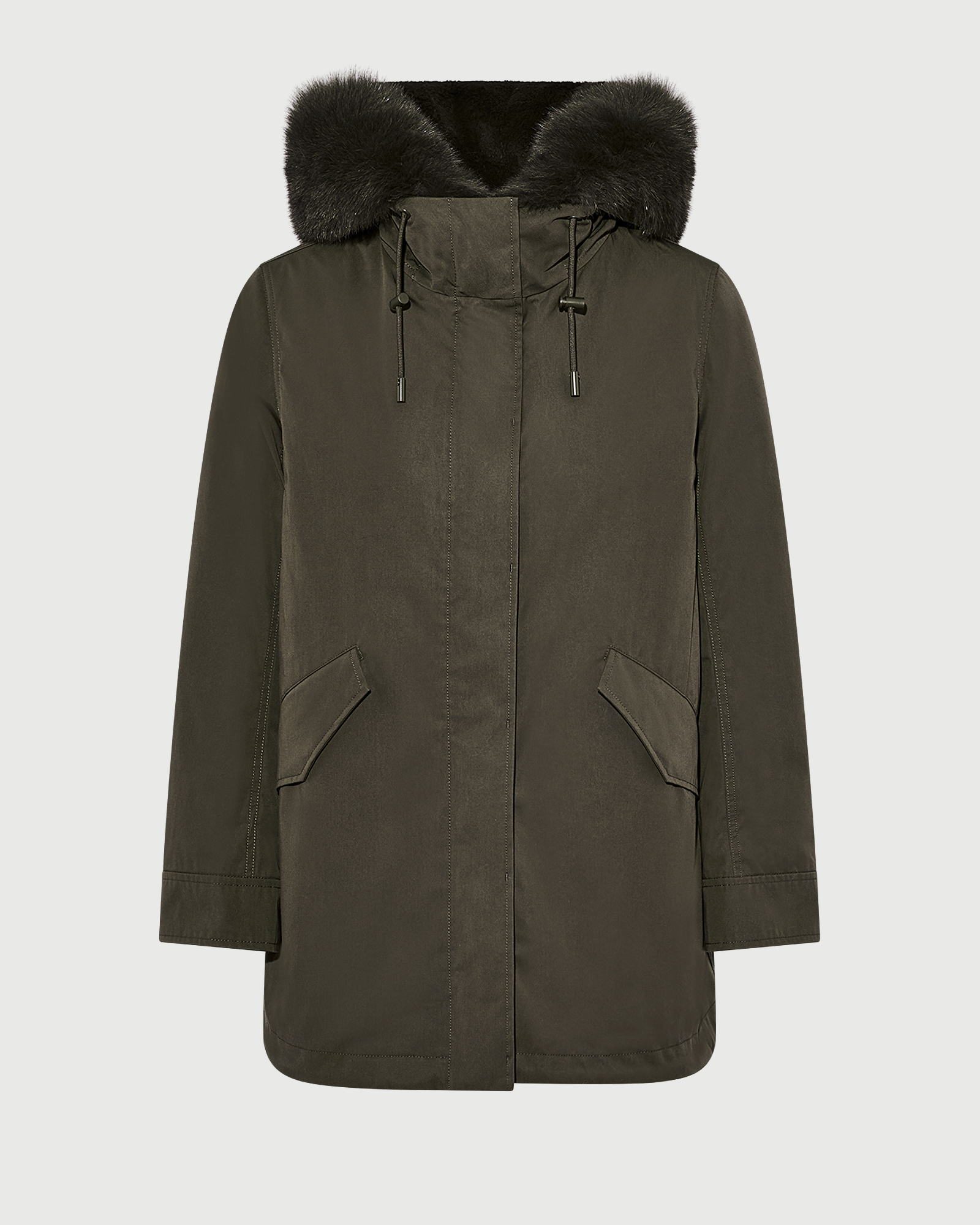 Short Iconic parka in waterproof cotton blend with fox and rabbit fur - Yves Salomon - New Fall Winter Collection