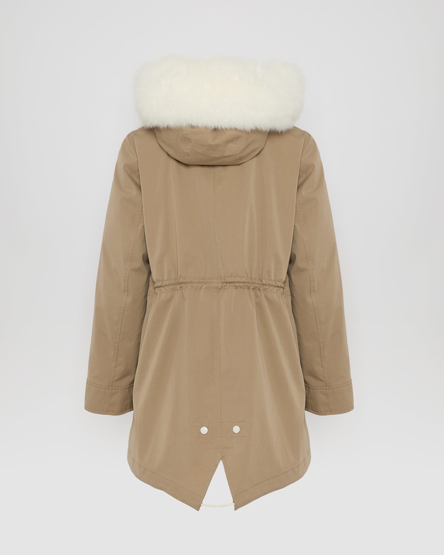 Short Iconic parka in waterproof cotton blend with fox and rabbit fur