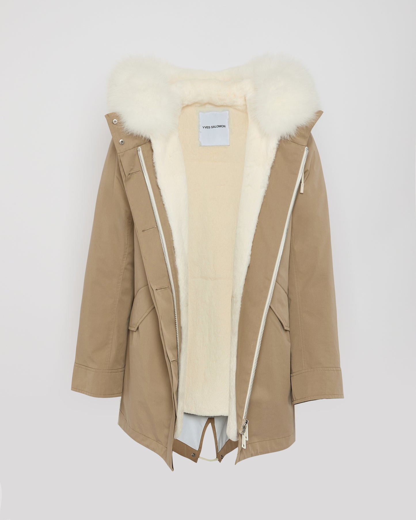 Short Iconic parka in waterproof cotton blend with fox and rabbit fur