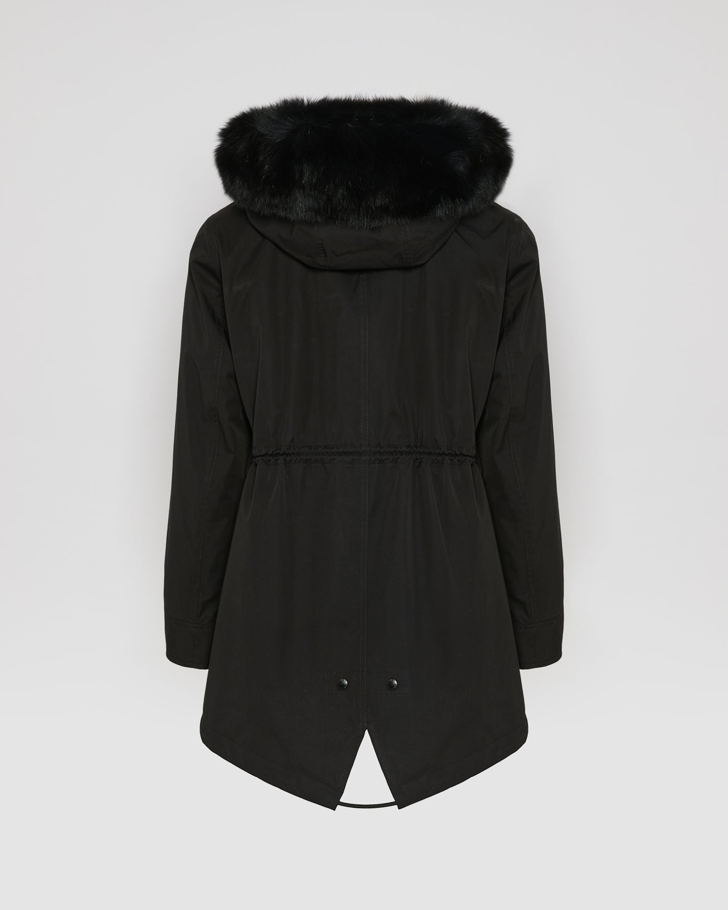 Short Iconic parka in waterproof cotton blend with fox and rabbit fur
