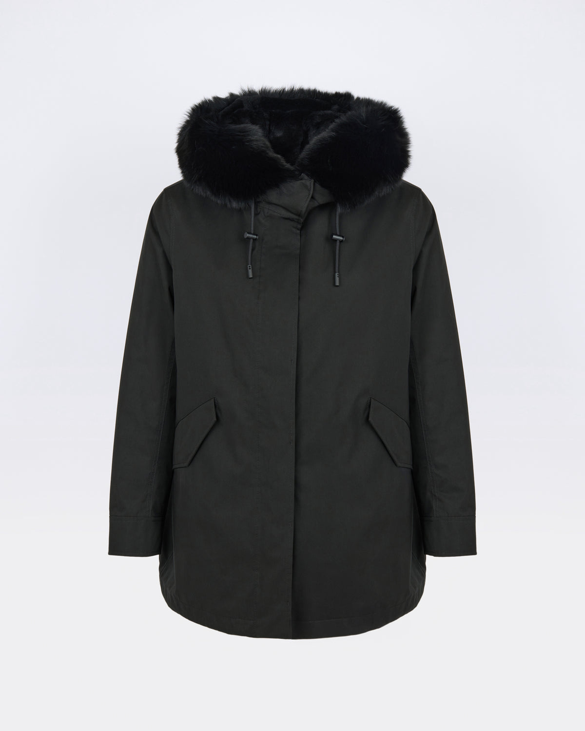 Short Iconic parka in waterproof cotton blend with fox and rabbit fur - Yves Salomon - New Fall/Winter Collection