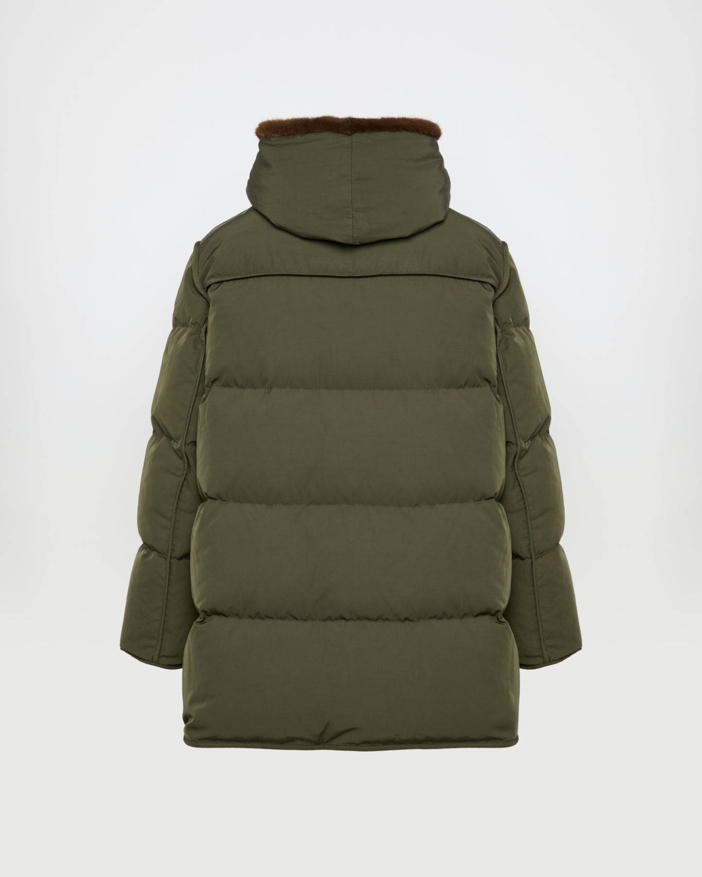 "A" Line down jacket in technical fabric and mink fur -Yves Salomon