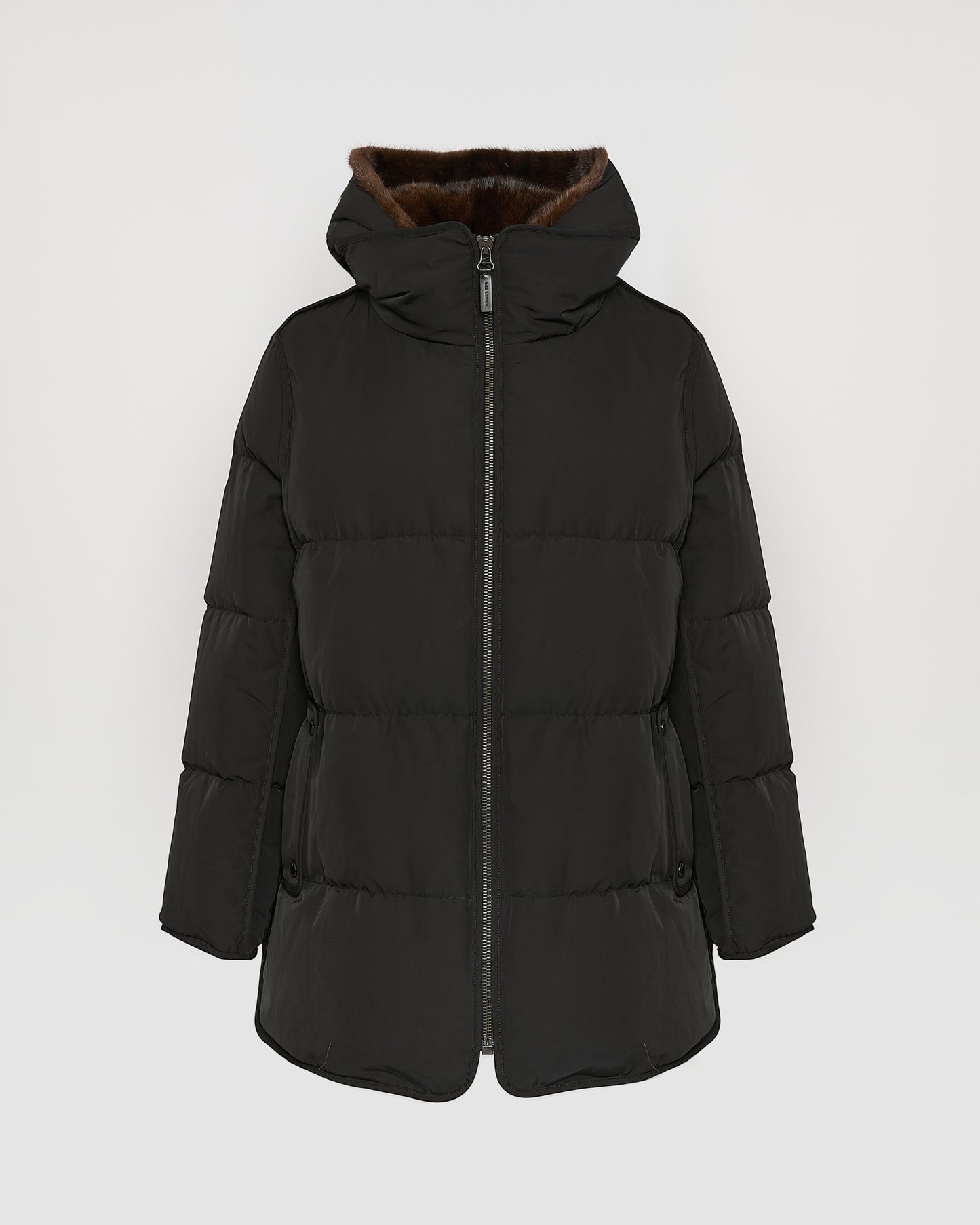 "A" Line puffer jacket in technical fabric and mink fur -Yves Salomon
